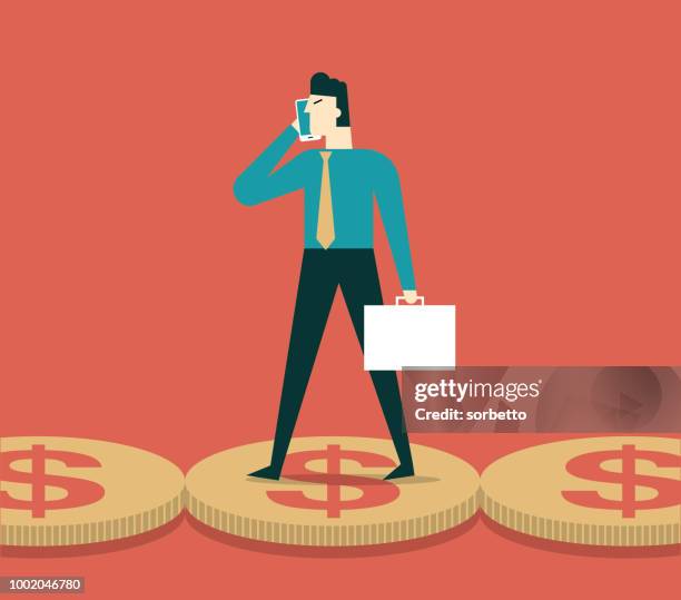 dollar man - stepping forward stock illustrations