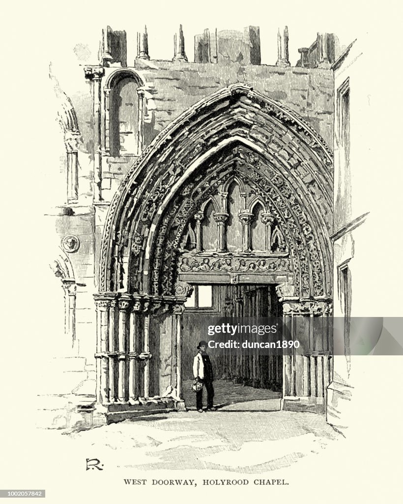 West doorway, Holyrood Chapel, Edinburgh 19th Century