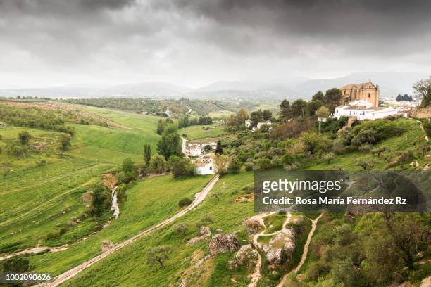 the serrania de ronda is a region located west of the province of malaga in andalusia, spain - ronda spain stock pictures, royalty-free photos & images