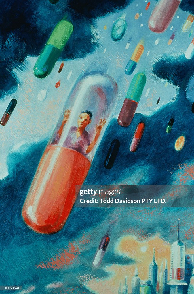 FIGURE TRAPPED IN DRUG CAPSULE