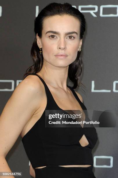 Polish actress Kasia Smutniak , wearing Armani pant suit, at Loro 2 photocall at The Space Moderno Cinema. Rome, May 2nd 2018