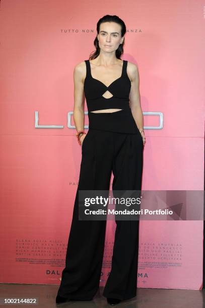 Polish actress Kasia Smutniak , wearing Armani pant suit, at Loro 2 photocall at The Space Moderno Cinema. Rome, May 2nd 2018