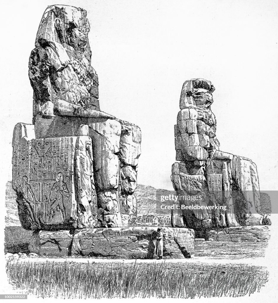 Colossi of memnon Egypt in 1895