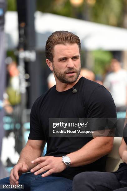 Milo Gibson visits 'Extra' at Universal Studios Hollywood on July 19, 2018 in Universal City, California.