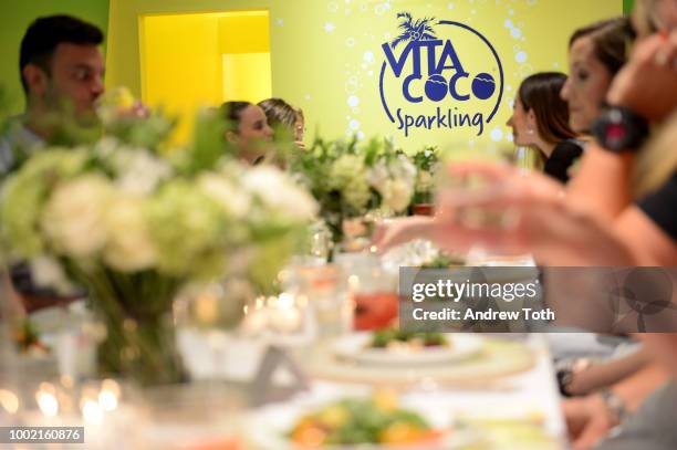 Guests attend the experiential pop-up "The Pop Shop By Vita Coco" at intimate launch party in SoHo on July 19, 2018 in New York City.