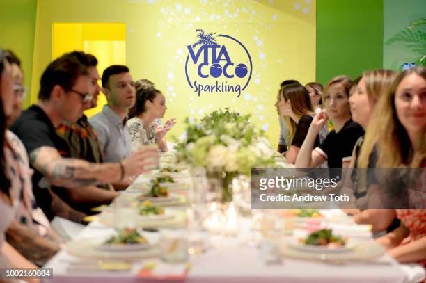 Guests attend the experiential pop-up "The Pop Shop By Vita Coco" at intimate launch party in SoHo on July 19, 2018 in New York City.
