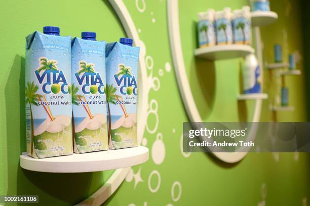 Vita Coco on display at the experiential pop-up "The Pop Shop By Vita Coco" at intimate launch party in SoHo on July 19, 2018 in New York City.