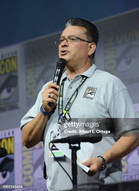 Maurice Gonzales II speaks onstage during the Doctor Who: BBC America's Official panel during Comic-Con International 2018 at San Diego Convention...