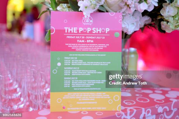 An overall general view at the experiential pop-up "The Pop Shop By Vita Coco" at intimate launch party in SoHo on July 19, 2018 in New York City.