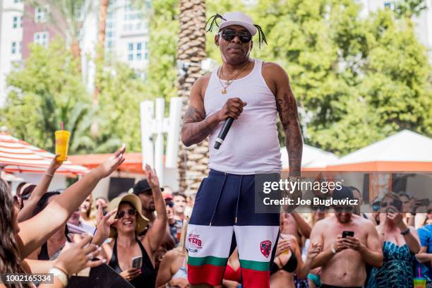 Rapper/actor Coolio performs at the Flamingo Go Pool Dayclub at Flamingo Las Vegas on July 19, 2018 in Las Vegas, Nevada.