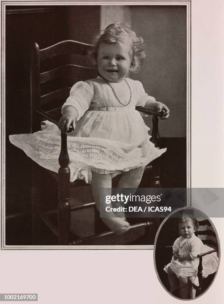 Portraits of Queen Elizabeth II when Princess Elizabeth of York, photographs by Frederick Thurston and Son from The Tatler, No 1358, July 6 London.