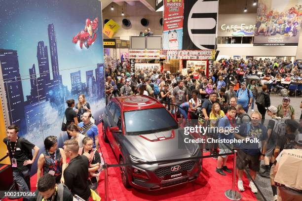 Hyundai Kona Iron Man Edition on display at the Marvel booth at San Diego Comic-Con 2018 on July 19, 2018 in San Diego, California.