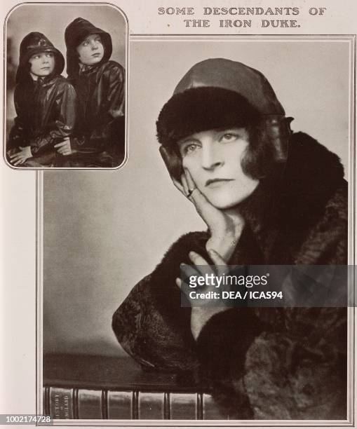 Portraits of Lady Eileen Wellesley Orde and of her daugthers, Julian and Jane, photographs by Madame Yevonde from The Tatler, No 1403, May 16 London.