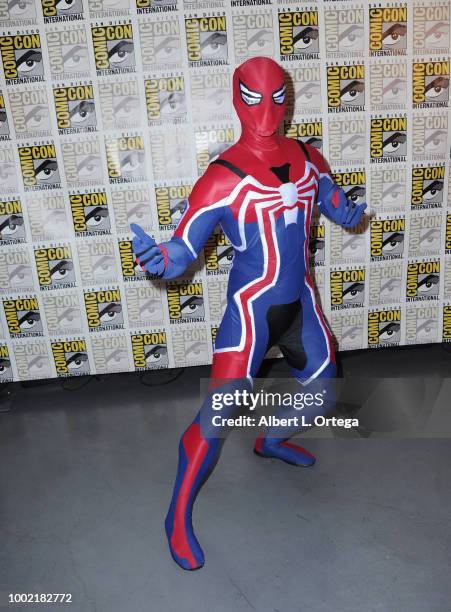 Spider-Man attends the Marvel Games Panel during Comic-Con International 2018 at San Diego Convention Center on July 19, 2018 in San Diego,...