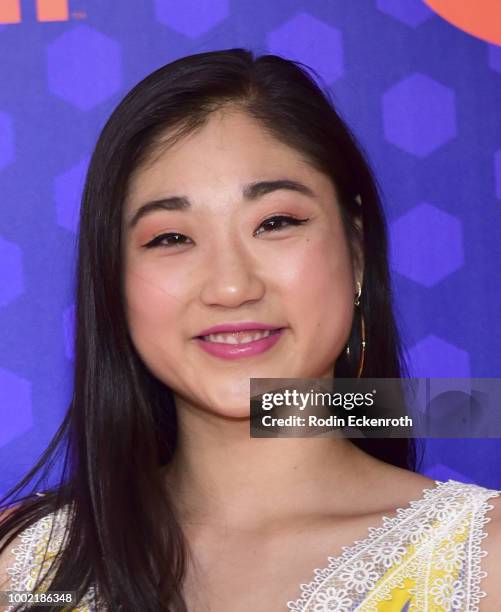 Figure skater Mirai Nagasu attends Nickelodeon Kids' Choice Sports Awards 2018 at Barker Hangar on July 19, 2018 in Santa Monica, California.