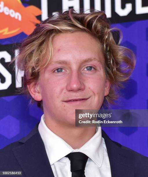 Pro snowboarder Red Gerard attends Nickelodeon Kids' Choice Sports Awards 2018 at Barker Hangar on July 19, 2018 in Santa Monica, California.