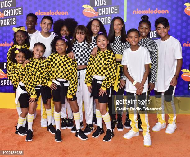 The Sparkids attends Nickelodeon Kids' Choice Sports Awards 2018 at Barker Hangar on July 19, 2018 in Santa Monica, California.