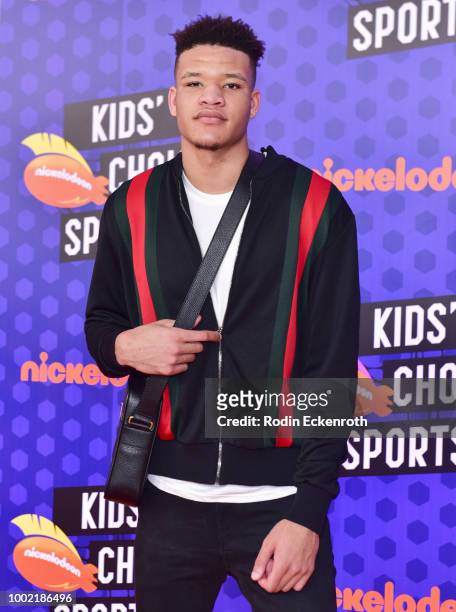 Player Kevin Knox attends Nickelodeon Kids' Choice Sports Awards 2018 at Barker Hangar on July 19, 2018 in Santa Monica, California.
