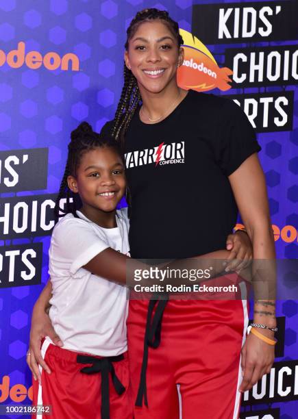Candace Parker and Lailaa attend Nickelodeon Kids' Choice Sports Awards 2018 at Barker Hangar on July 19, 2018 in Santa Monica, California.