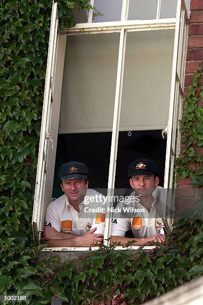 Steve and Mark Waugh of Australia pose for pictures on the eve of the first test between Australia and South Africa to be played at the Adelaide...