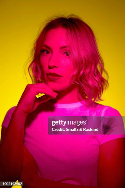 Perdita Weeks from CBS's 'Magnum, P.I.' poses for a portrait in the Getty Images Portrait Studio powered by Pizza Hut at San Diego 2018 Comic Con at...