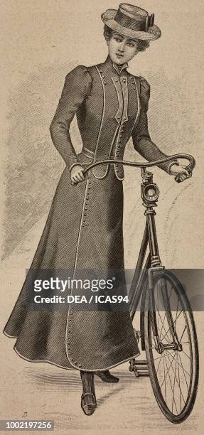 Woman wearing a bicycle suit, engraving from La Mode Illustree, No 17, April 29, 1900.