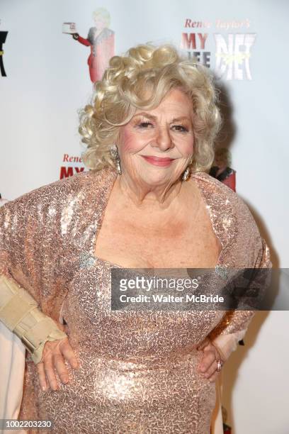 Renee Taylor backstage after a performance in 'My Life On A Diet' on July 19, 2018 at the Theatre at St. Clements in New York City.