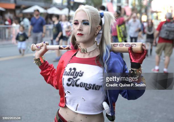 Fan in cosplay attends 2018 Comic-Con International on July 19, 2018 in San Diego, California.