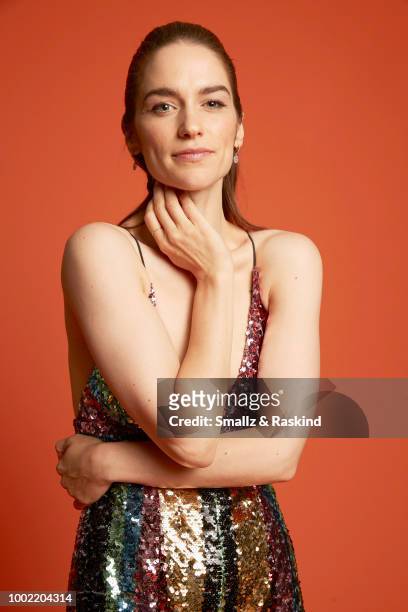 Melanie Scrofano from Syfy's 'Wynonna Earp' poses for a portrait in the Getty Images Portrait Studio powered by Pizza Hut at San Diego 2018 Comic Con...