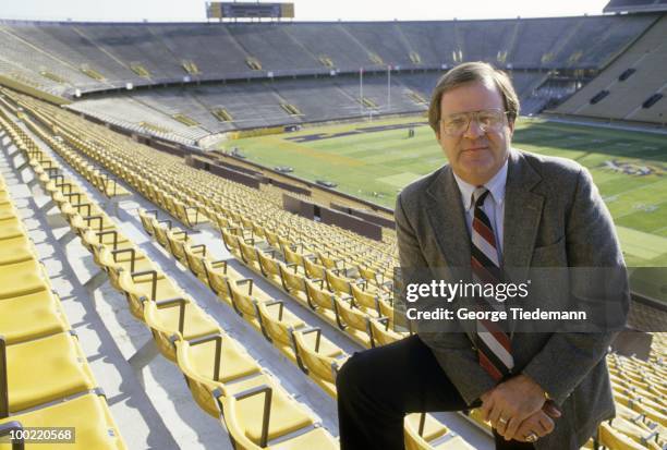 Portrait of Louisiana State athletic director Bob Brodhead in stands during photo shoot of Tiger Stadium. Baton Rouge, LA CREDIT: George Tiedemann