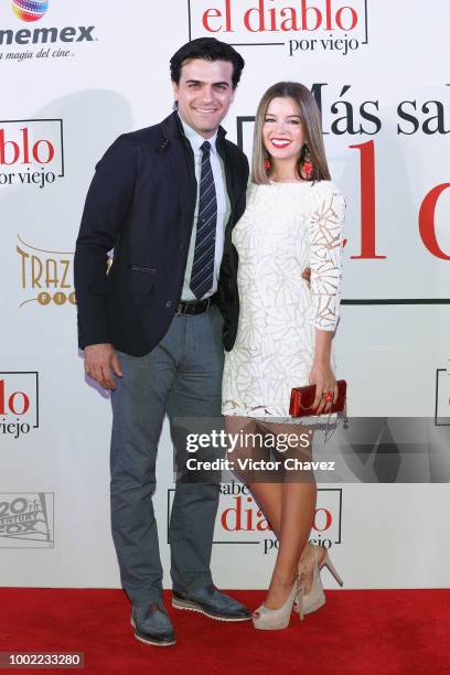 Pablo Azar and Ana Carolina Grajales attend "Mas Sabe El Diablo Por Viejo" premiere at Cinemex Antara Polanco on July 19, 2018 in Mexico City, Mexico.