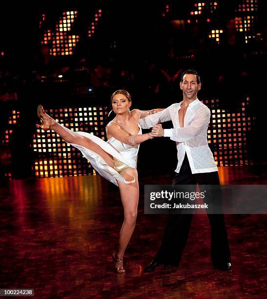 German actress Sophia Thomalla and professional dancer Massimo Sinato dance during the semi final of the 'Let's Dance' TV show at Studios Adlershof...