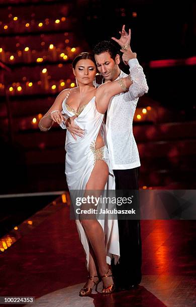 German actress Sophia Thomalla and professional dancer Massimo Sinato dance during the semi final of the 'Let's Dance' TV show at Studios Adlershof...