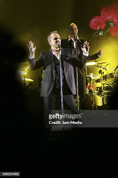Singer Miguel Bose performs on stage during a concert at Arena Monterrey on May 21, 2010 in Monterrey, Mexico.