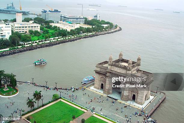 gateway of india, mumbai - mumbai aerial view stock pictures, royalty-free photos & images