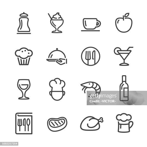 kulinarisches icons - line serie - steak plate stock-grafiken, -clipart, -cartoons und -symbole