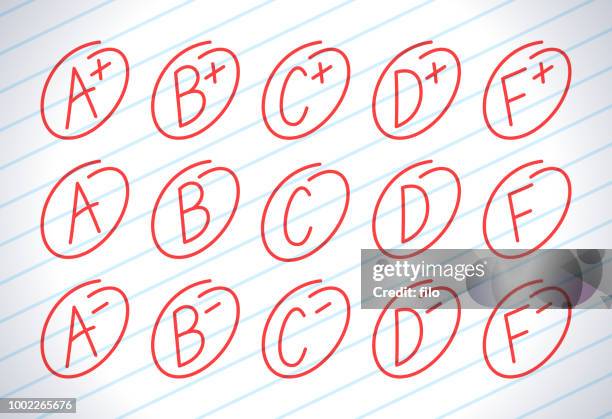 brief von schulnoten - punkten stock-grafiken, -clipart, -cartoons und -symbole