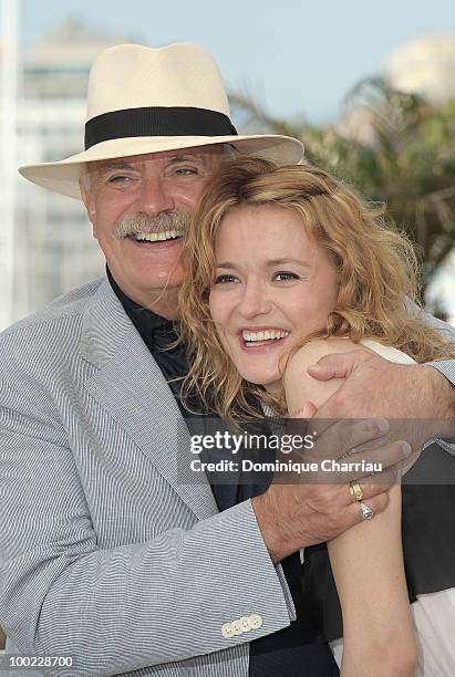 Director Nikita Mikhalkov and actress Nadezhda Mihalkova attend 'The Exodus - Burnt By The Sun 2' Photo Call held at the Palais des Festivals during...