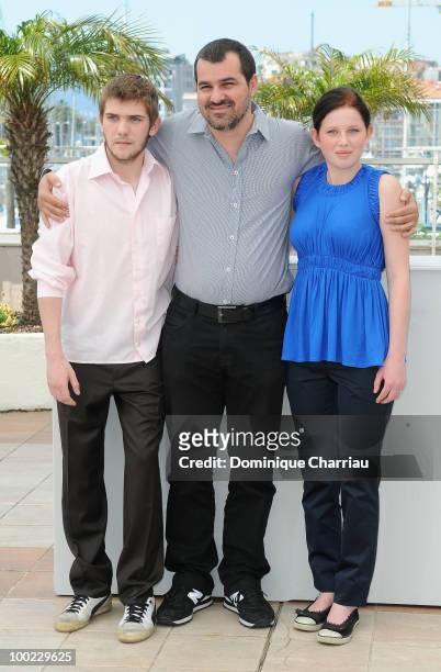 Actor Rudolf Frecska, director Kornel Mundruczo and actress Kitty Csikos attend the "Tender Son - The Frankenstein Project" Photo Call held at the...