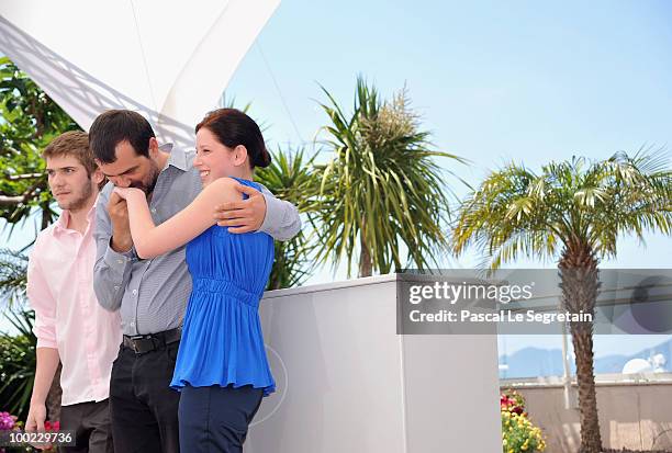 Actor Rudolf Frecska, director Kornel Mundruczo and actress Kitty Csikos attend the "Tender Son - The Frankenstein Project" photocall at the Palais...