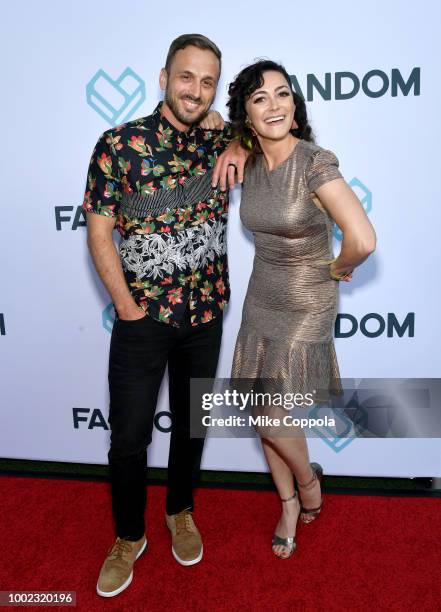 Adam McArthur and Amanda Troop attend the Fandom Party during Comic-Con International 2018 at Float at Hard Rock Hotel San Diego on July 19, 2018 in...