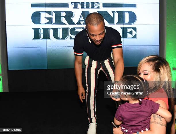 Rapper Tip "T.I" Harris, Tiny Harris, and Heiress Diana Harris attend "The Grand Hustle" Exclusive Viewing Party at The Gathering Spot on July 19,...