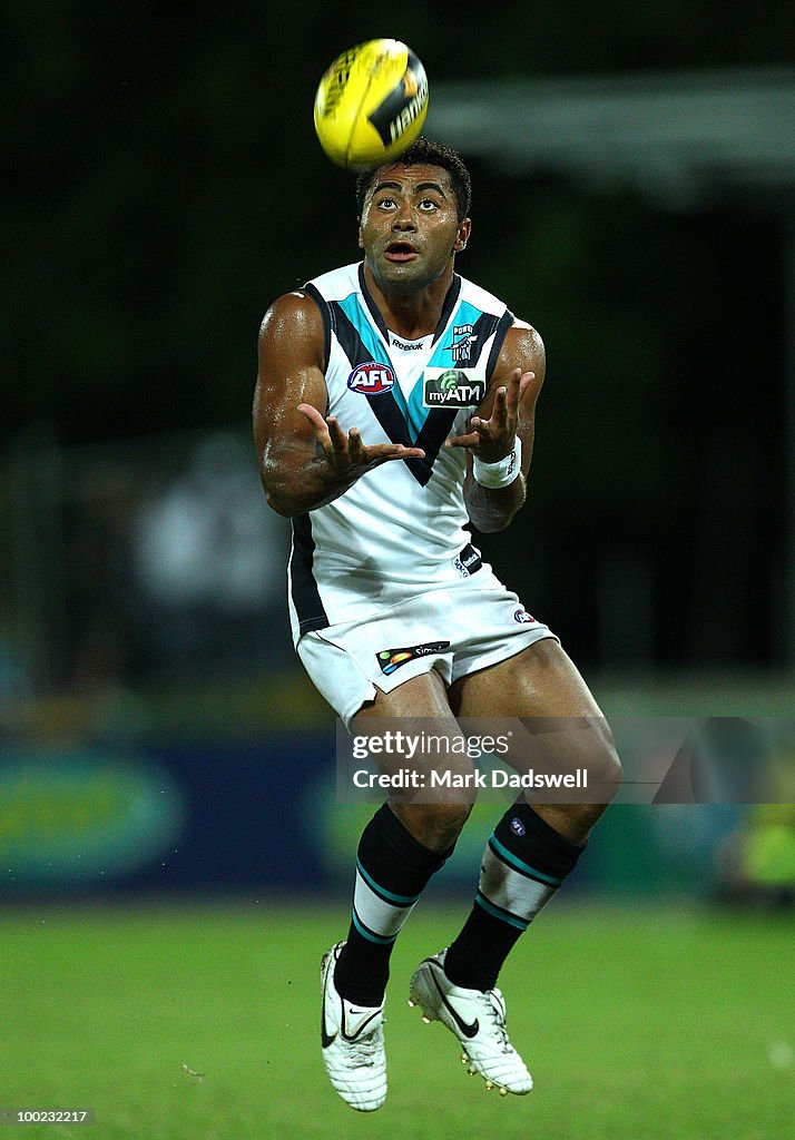 David Rodan David Rodan of the Power gathers the ball during the round nine AFL ...