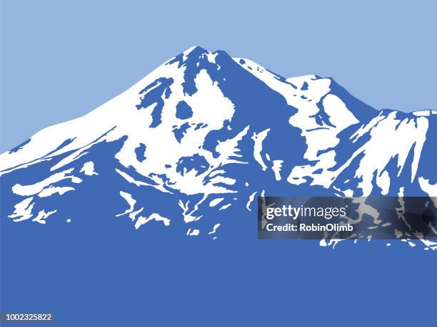 snowy mountain - schneebedeckt stock-grafiken, -clipart, -cartoons und -symbole