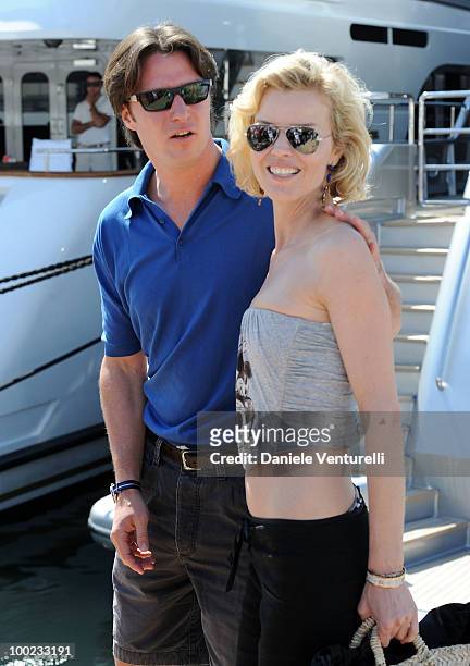 Gregorio Marsiaj and Eva Herzigova are seen attending the 63rd Cannes Film Festival on May 22, 2010 in Cannes, France.