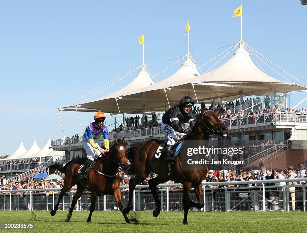 Trovare ridden by Philip Robinson wins The Family Fun on May 31st Stakes at Goodwood Maiden Stakes at Goodwood racecourse on May 22, 2010 in...