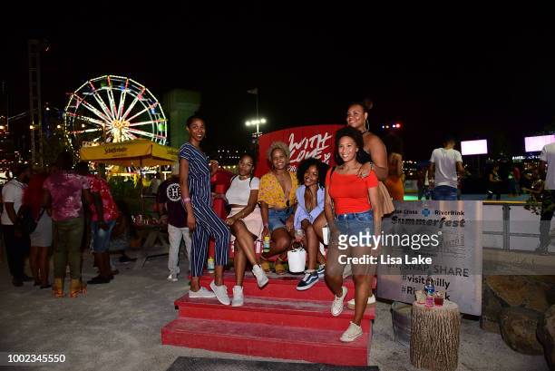 Guests having a good time during HBO's Mixtapes & Roller Skates at the Blue Cross RiverRink in Philadelphia, Pennsylvania on July 19, 2018 in...