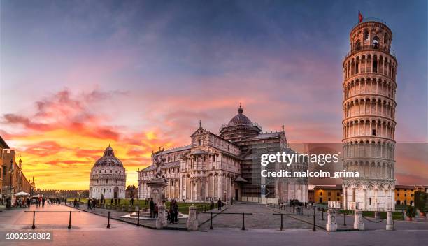 piazza dei miracoli and the leaning tower of pisa - torn bildbanksfoton och bilder