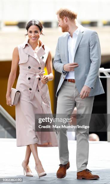 Meghan, Duchess of Sussex and Prince Harry, Duke of Sussex visits The Nelson Mandela Centenary Exhibition at the Southbank Centre on July 17, 2018 in...