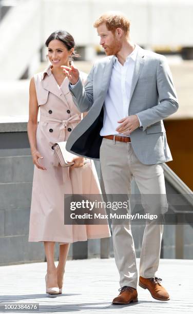 Meghan, Duchess of Sussex and Prince Harry, Duke of Sussex visits The Nelson Mandela Centenary Exhibition at the Southbank Centre on July 17, 2018 in...